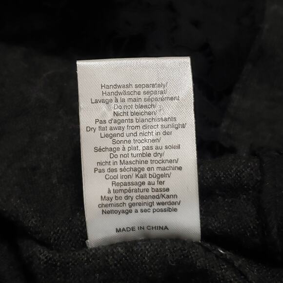 Wrap London Merino Wool Lace Trim Longlined Cardigan Grey Sz 10 Gothic Romantic - Picture 9 of 13